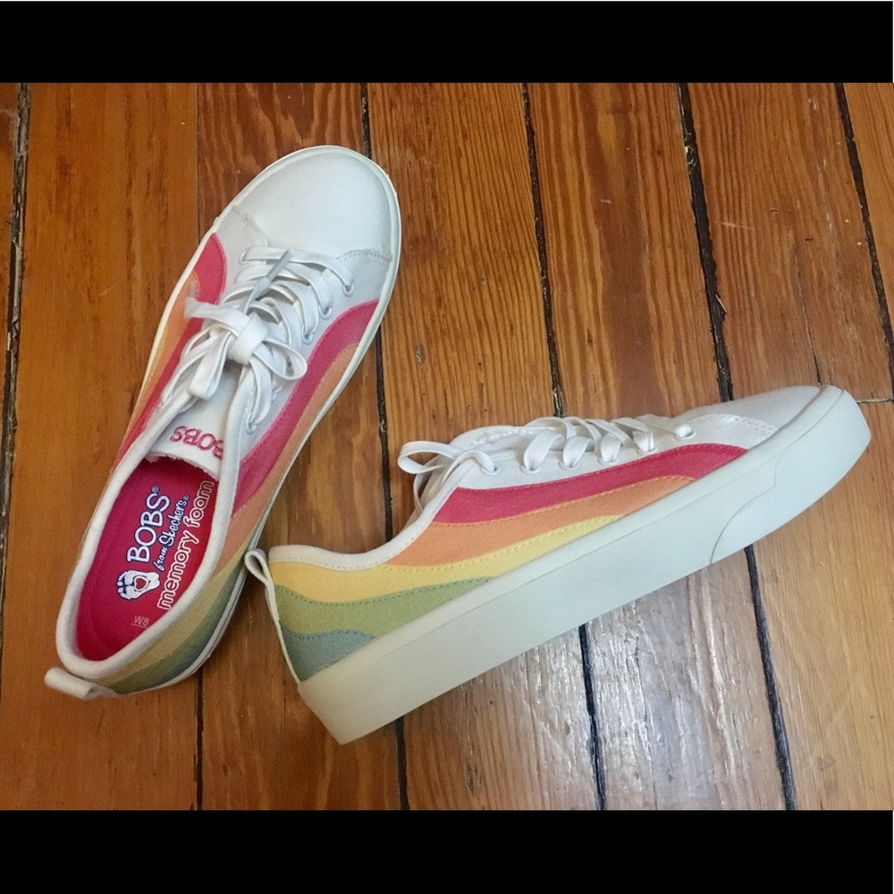 Bobs from Skechers rainbow canvas sneakers